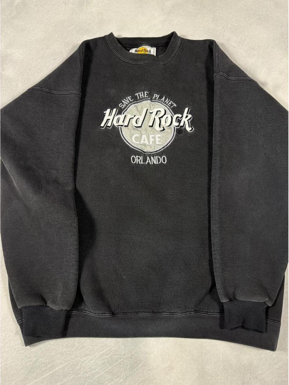 Vintage 90s Hard Rock Cafe Orlando Save the Planet Embroidered Sweatshirt Large
